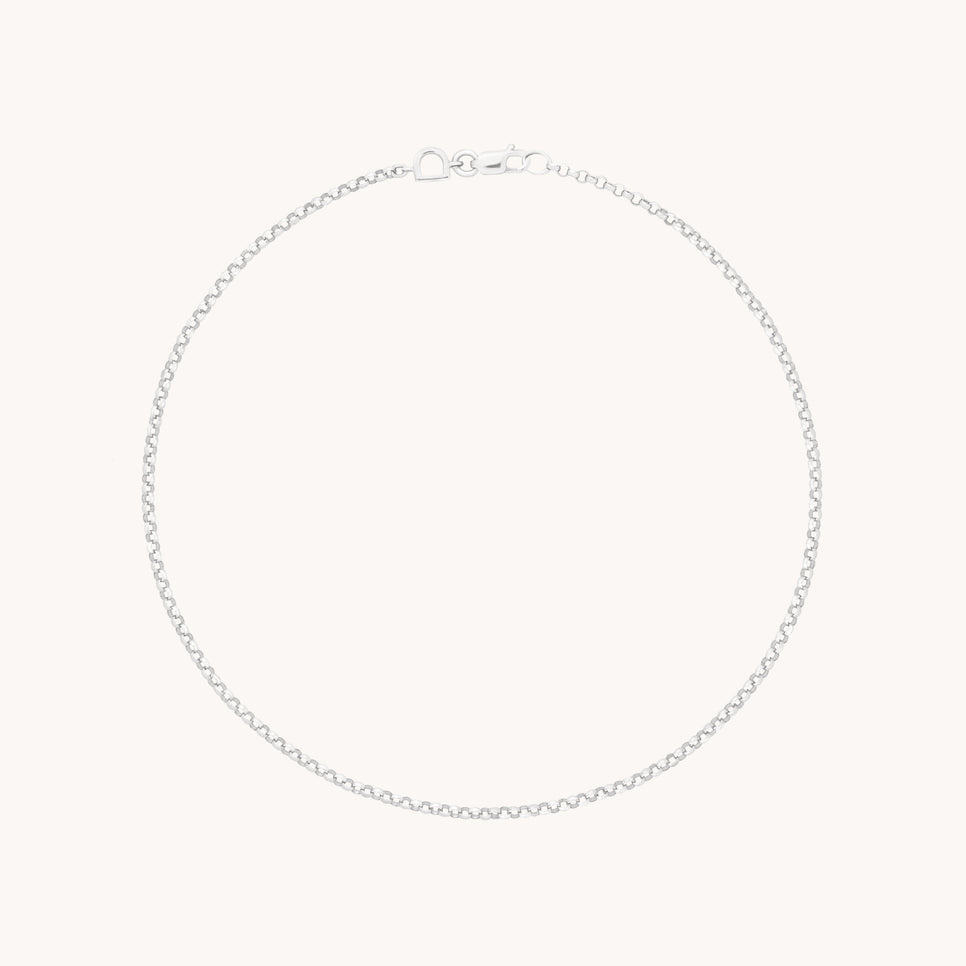 Chelsea Chain Anklet in Solid White Gold