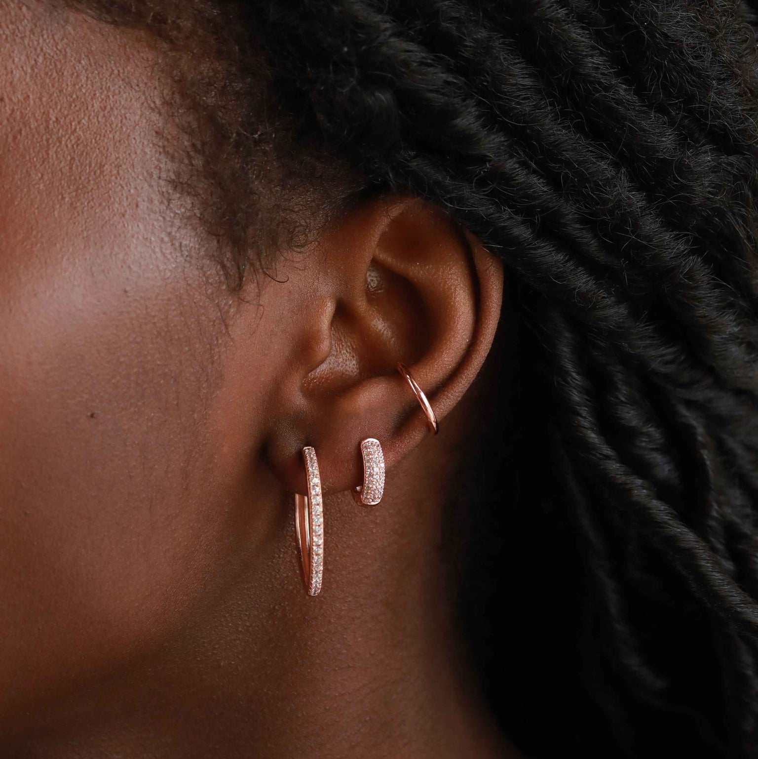 Essential Crystal Large Hoops in Rose Gold