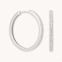 Crystal Hinge Large Hoops in Silver