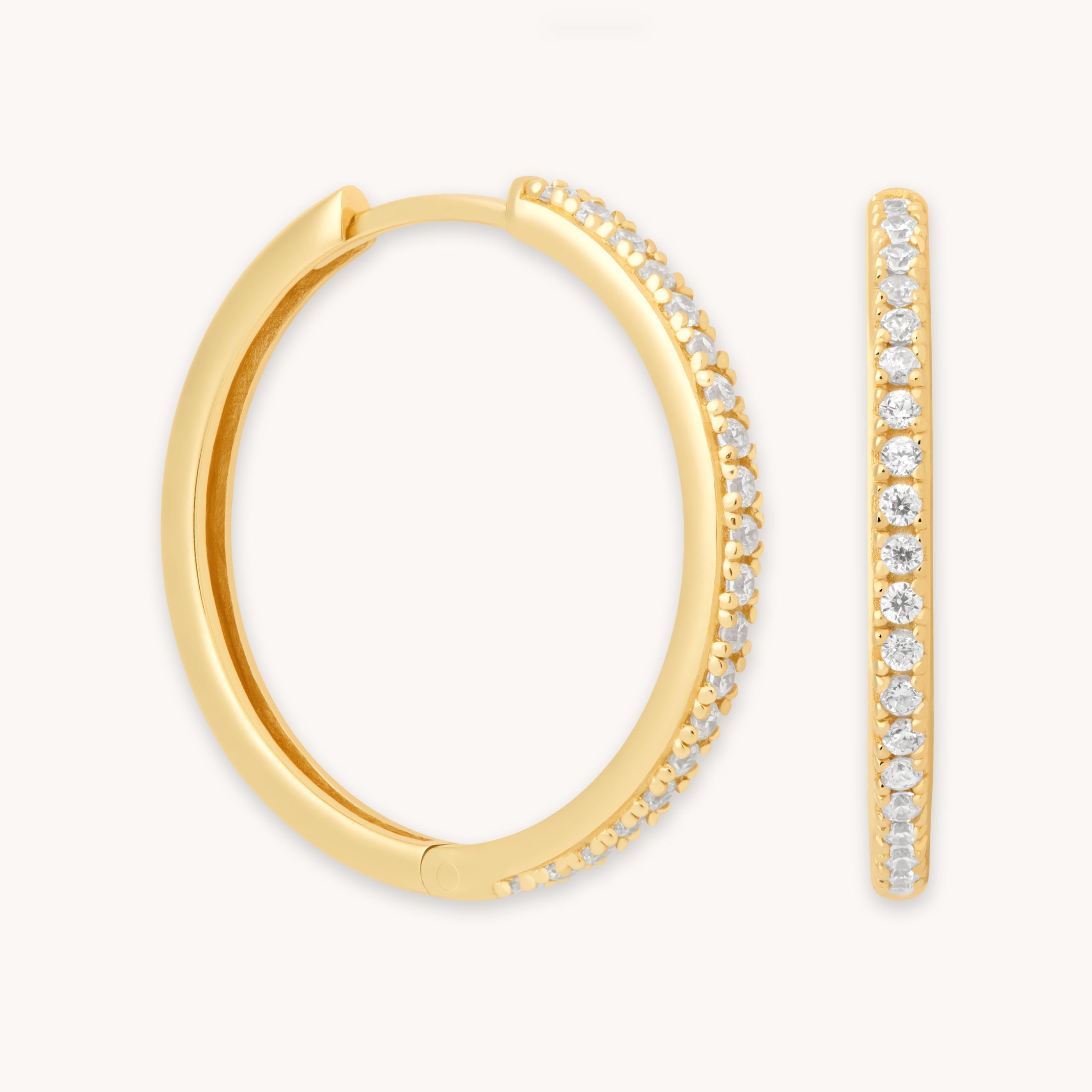 Crystal Hinge Large Hoops in Gold