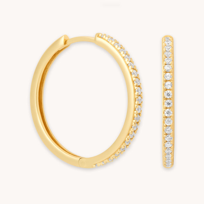 Crystal Hinge Large Hoops in Gold