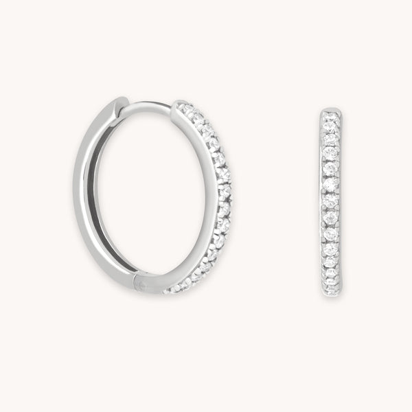 Crystal Hinge Small Hoops in Silver