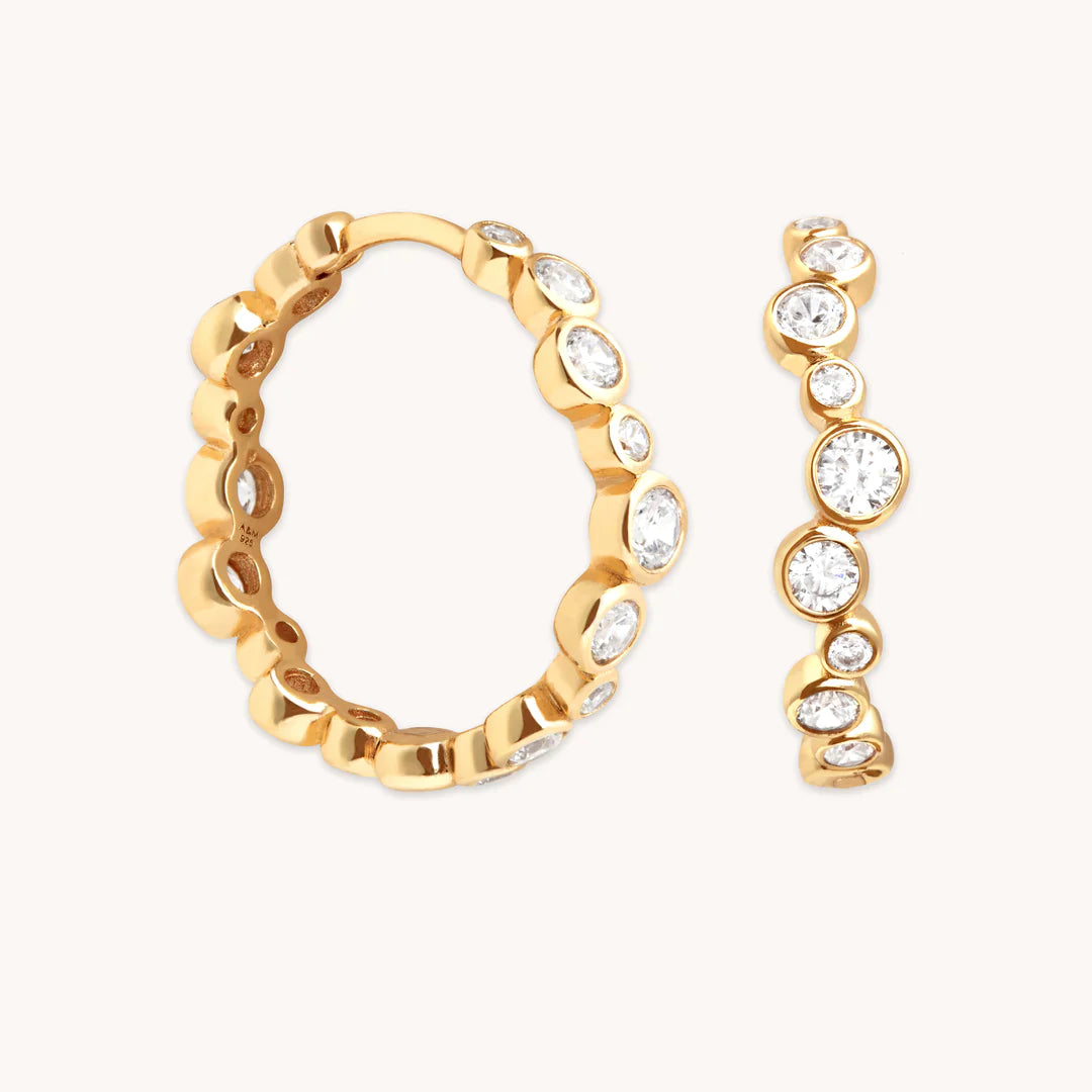 Gleam Crystal Hoops in Gold