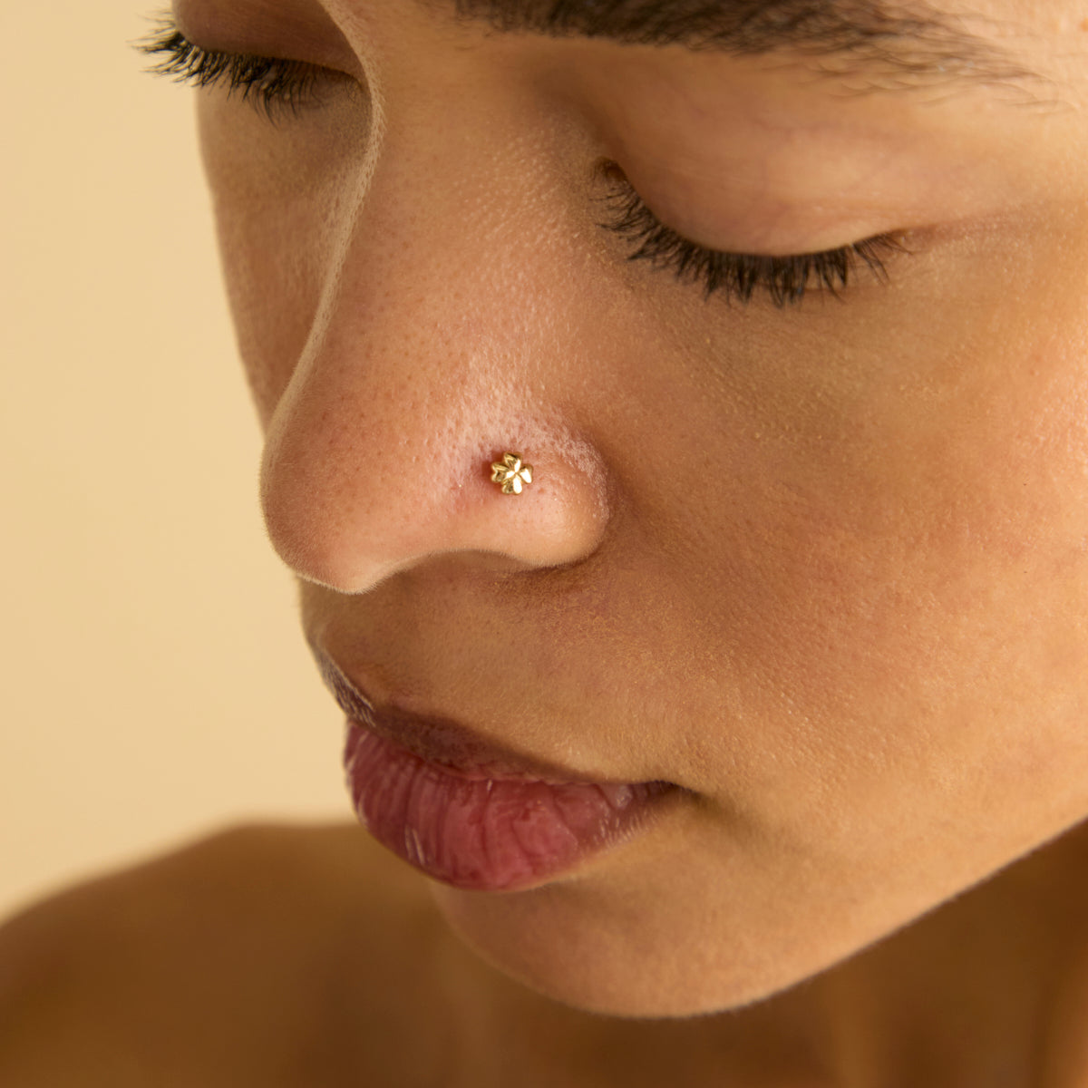 Clover Piercing Stud in Solid Gold