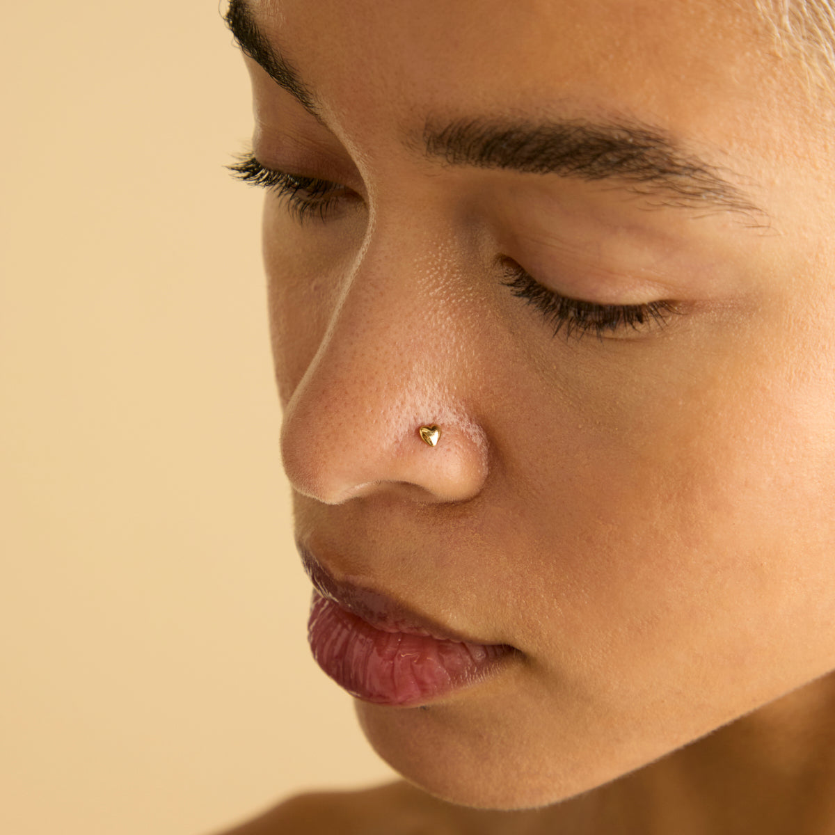 Heart Titanium Piercing Stud in Gold