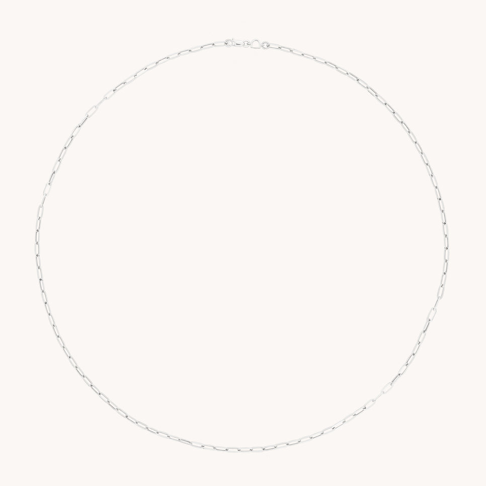Piccadilly Chain Necklace in Solid White Gold