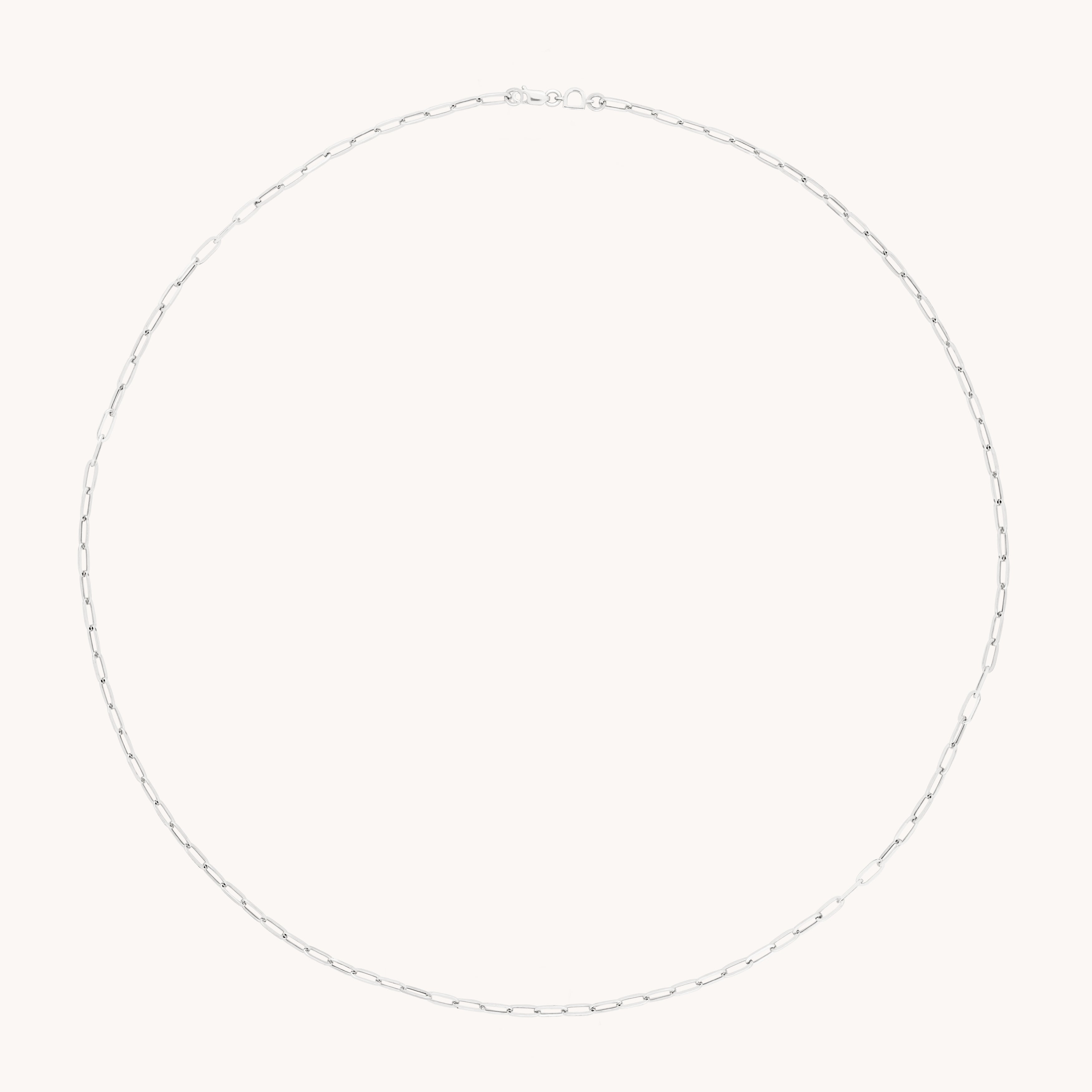 Piccadilly Story Chain Necklace in Solid White Gold