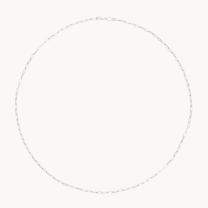 Piccadilly Story Chain Necklace in Solid White Gold