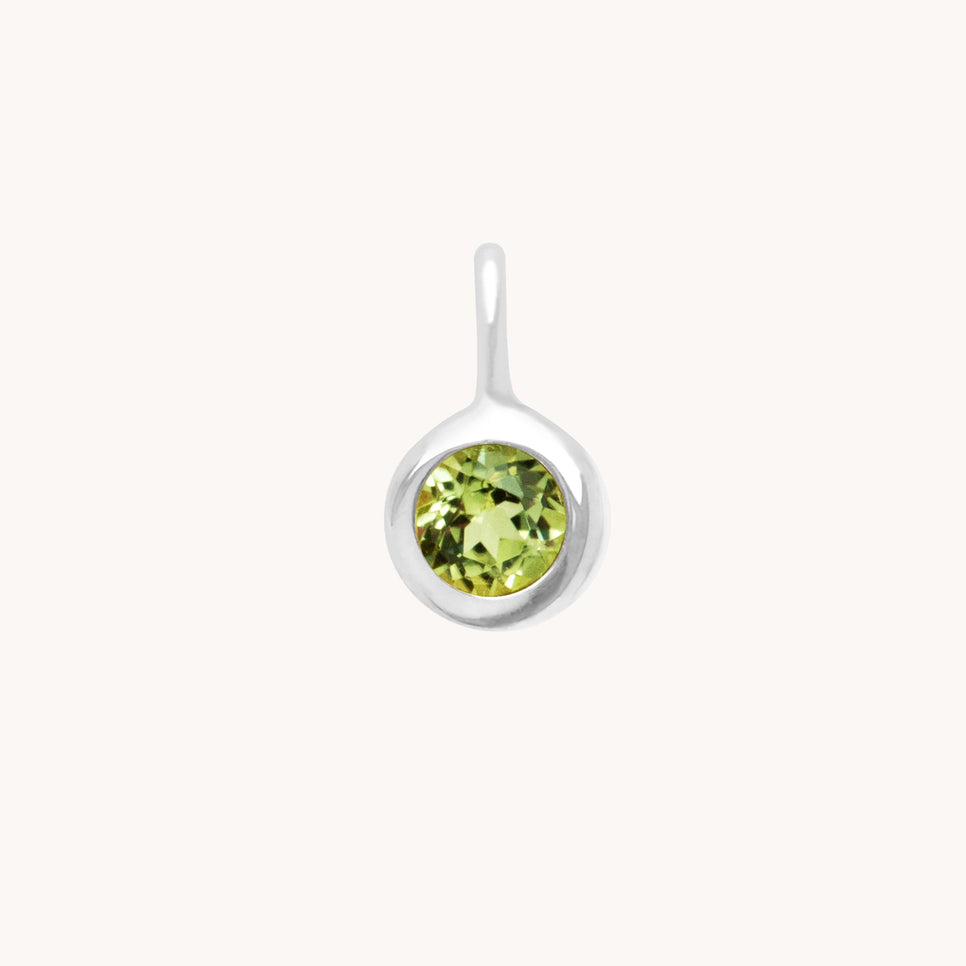 Peridot Affirmation Charm 9k White Gold