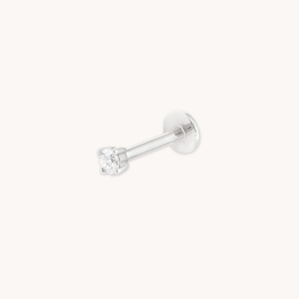 Solid White Gold Topaz Piercing Stud