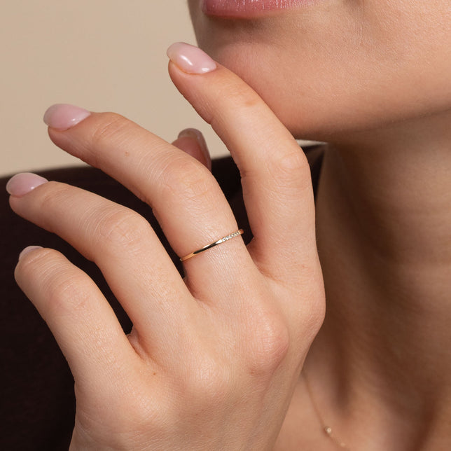 Topaz Band Ring in Solid Gold worn