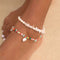 Pearl Beaded Anklet in Silver worn