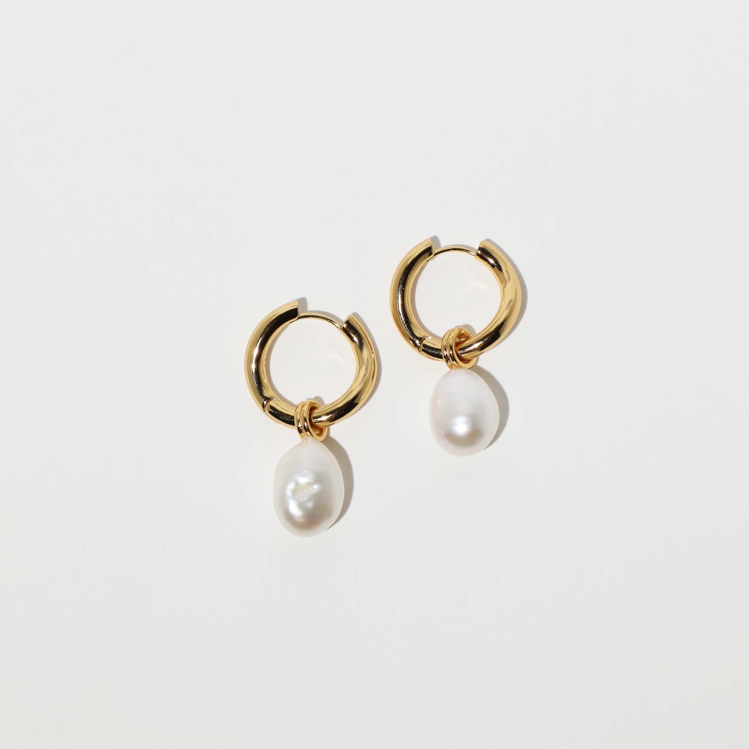 Pearl Charm Gold Hoops | Astrid & Miyu Earrings