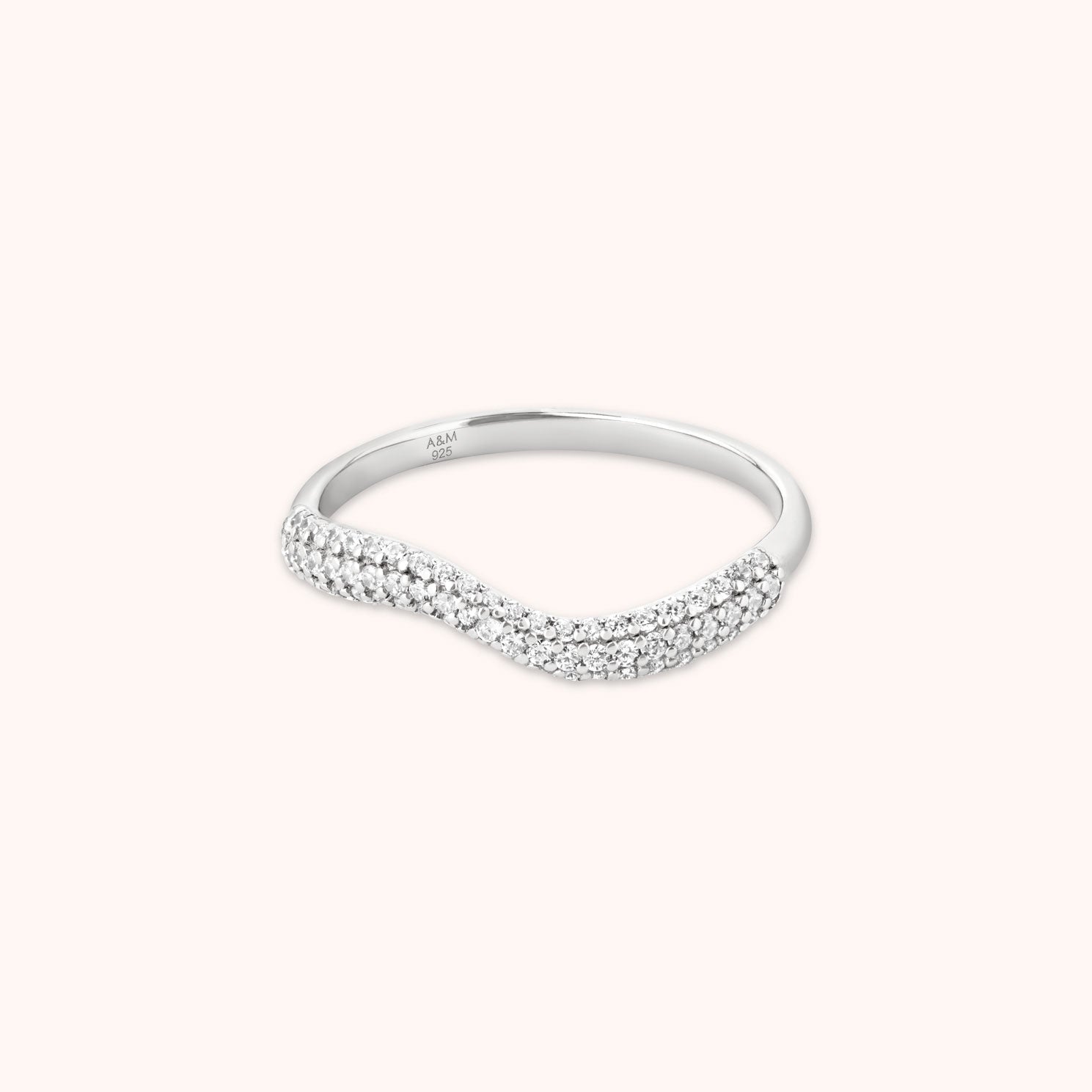 Wave Crystal Ring in Silver