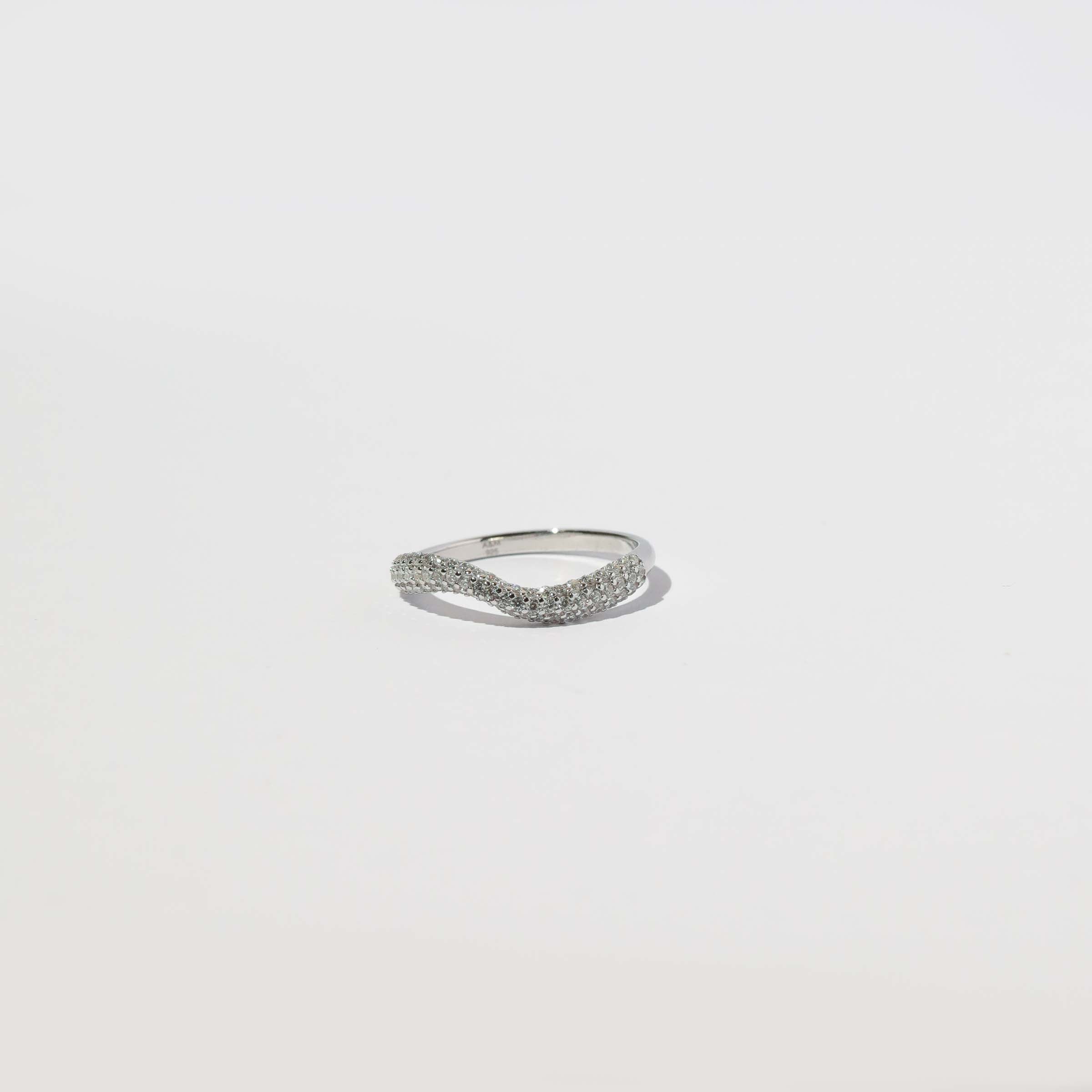 Wave Crystal Ring in Silver flat lay