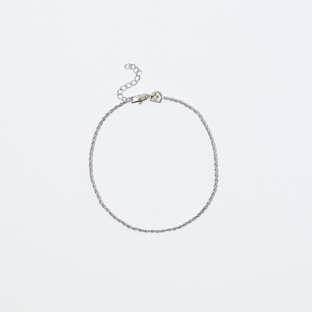 Rope Chain Anklet in Silver flat lay