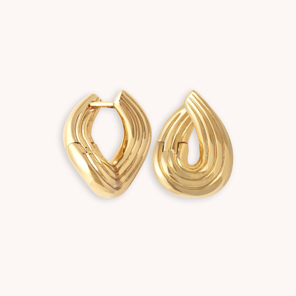 Molten Wave Small Hoops in Gold