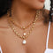 Serenity Pearl Link Chain Necklace in Gold worn