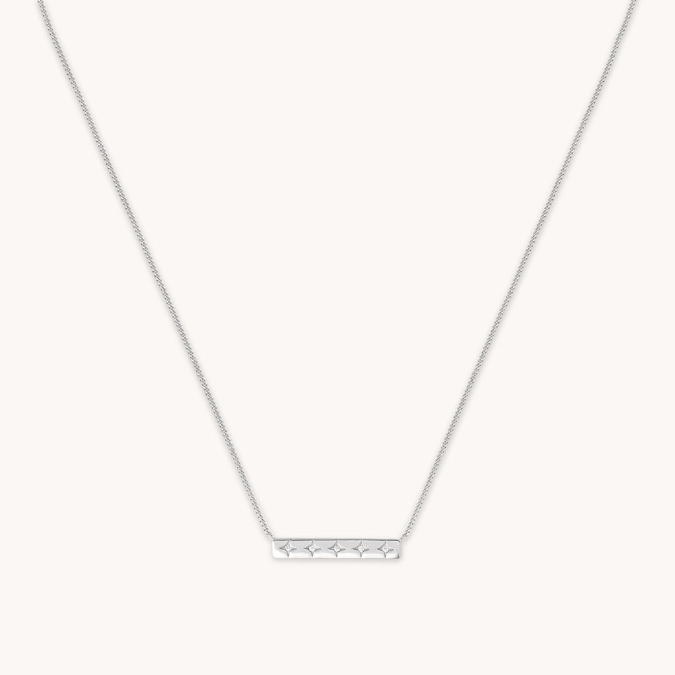 Cosmic Star Bar Necklace in Silver