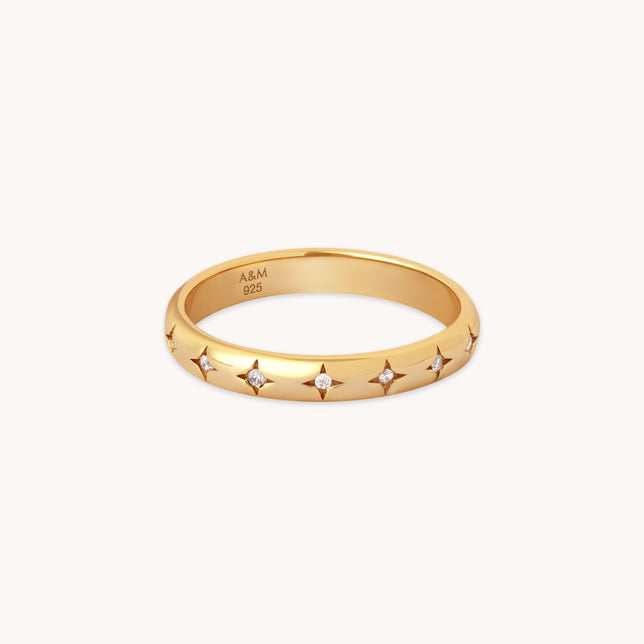 Cosmic Star Band Ring in Gold
