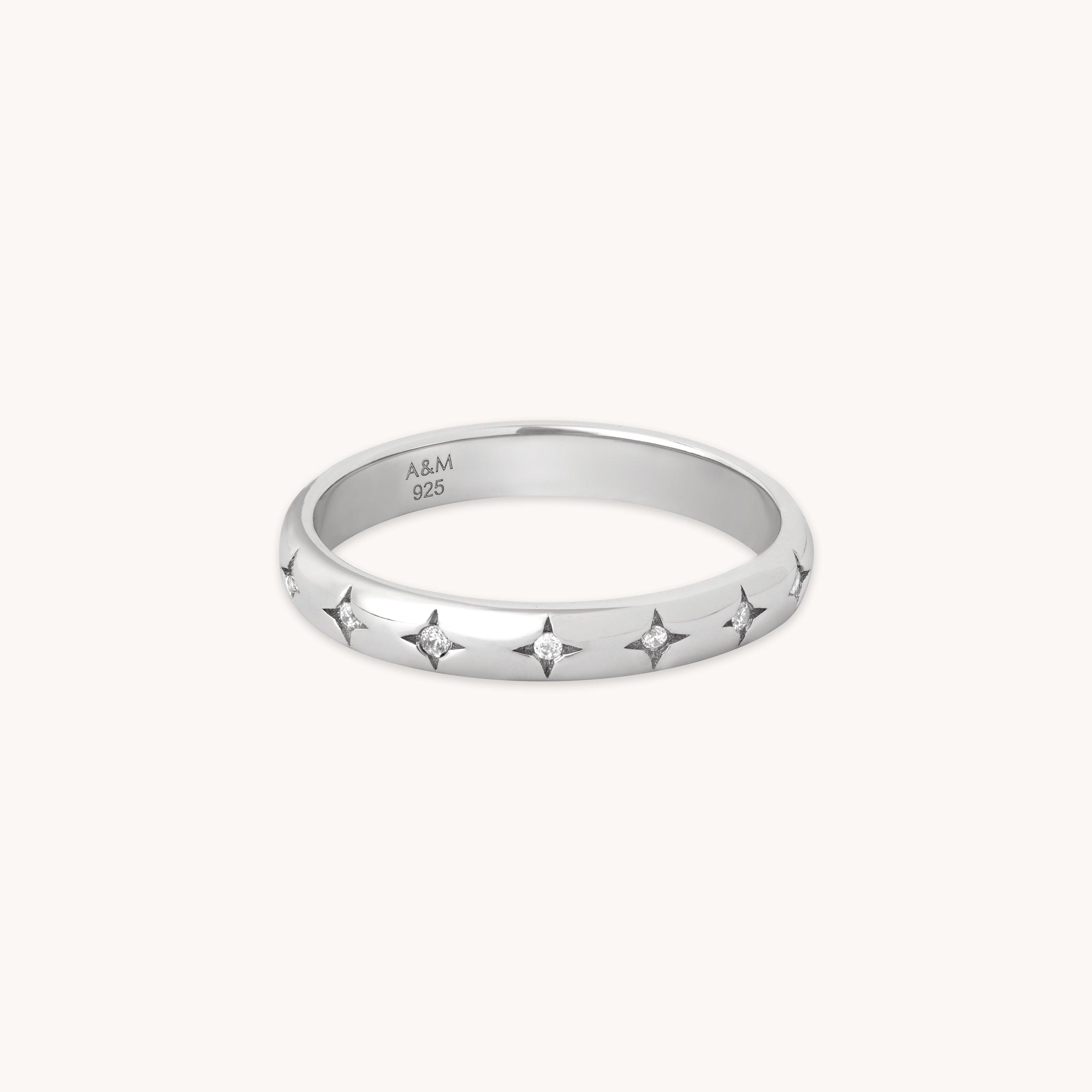 Cosmic Star Band Ring in Silver