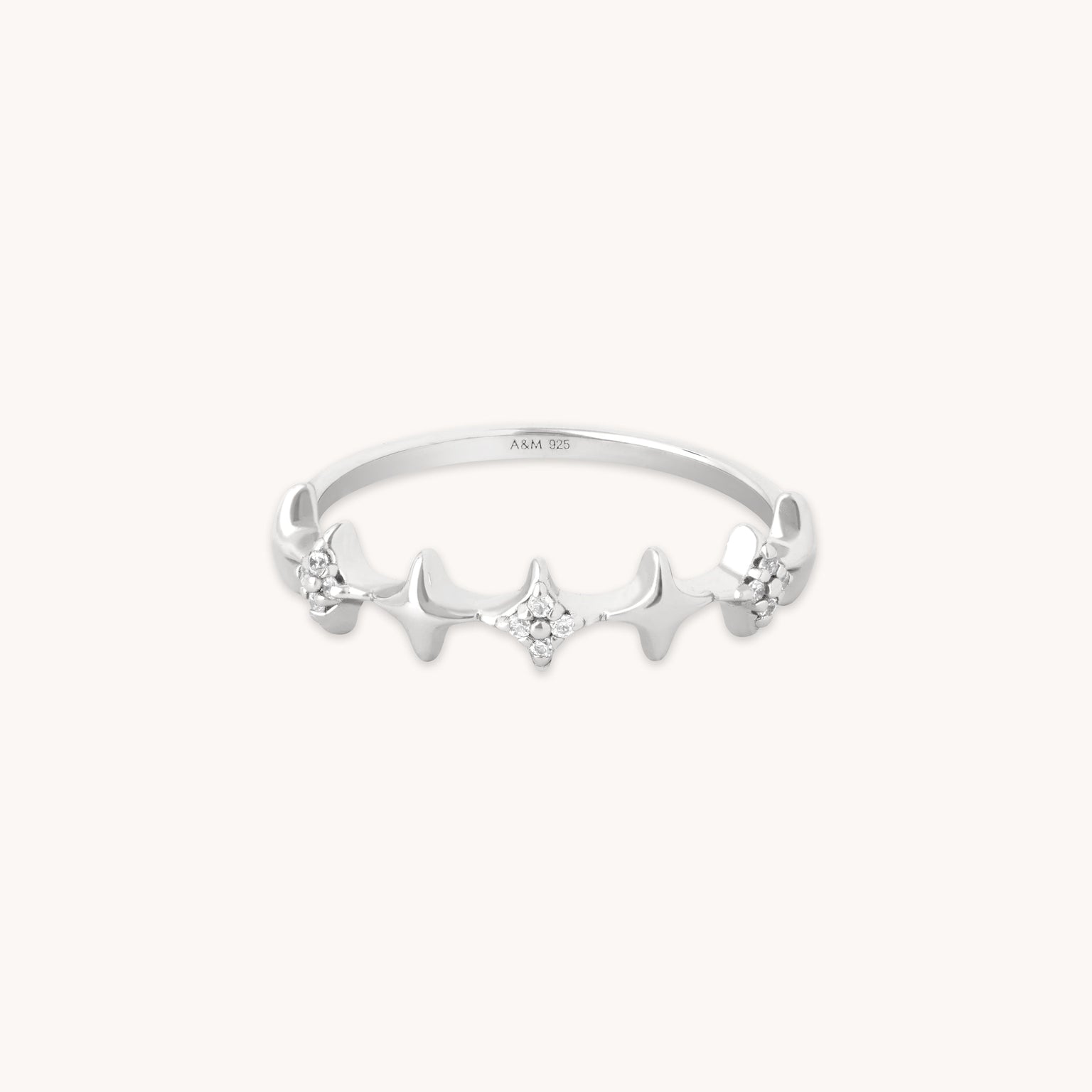 Cosmic Star Stacking Ring in Silver