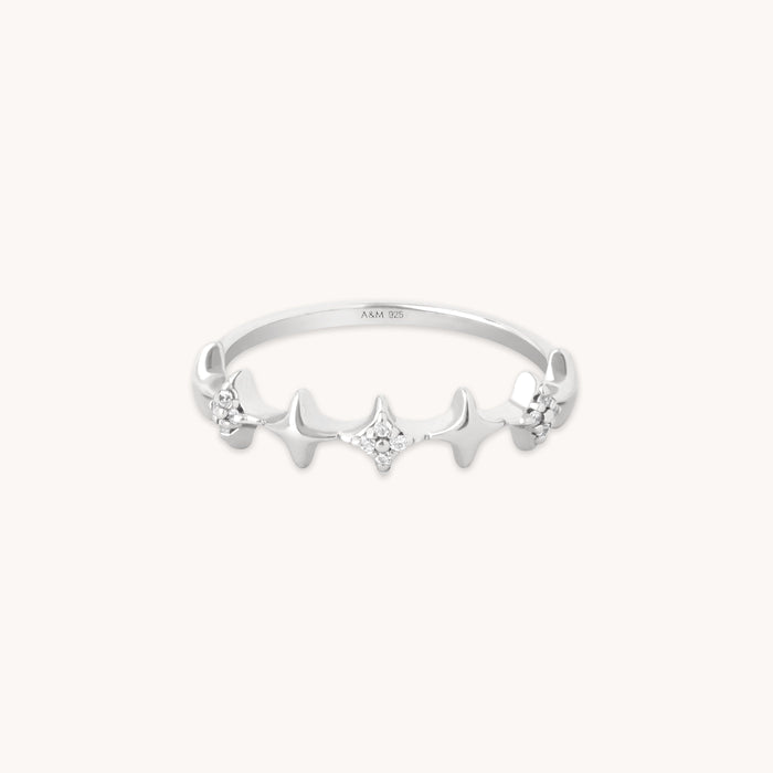 Cosmic Star Stacking Ring in Silver