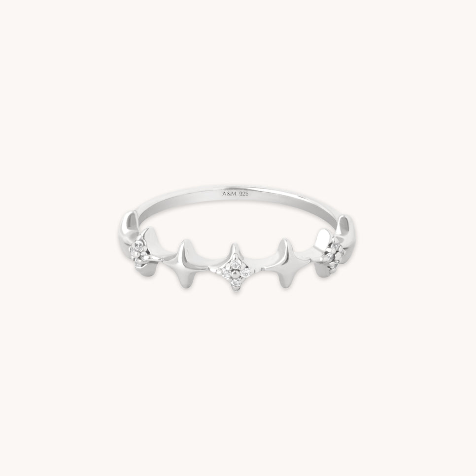 Cosmic Star Stacking Ring in Silver