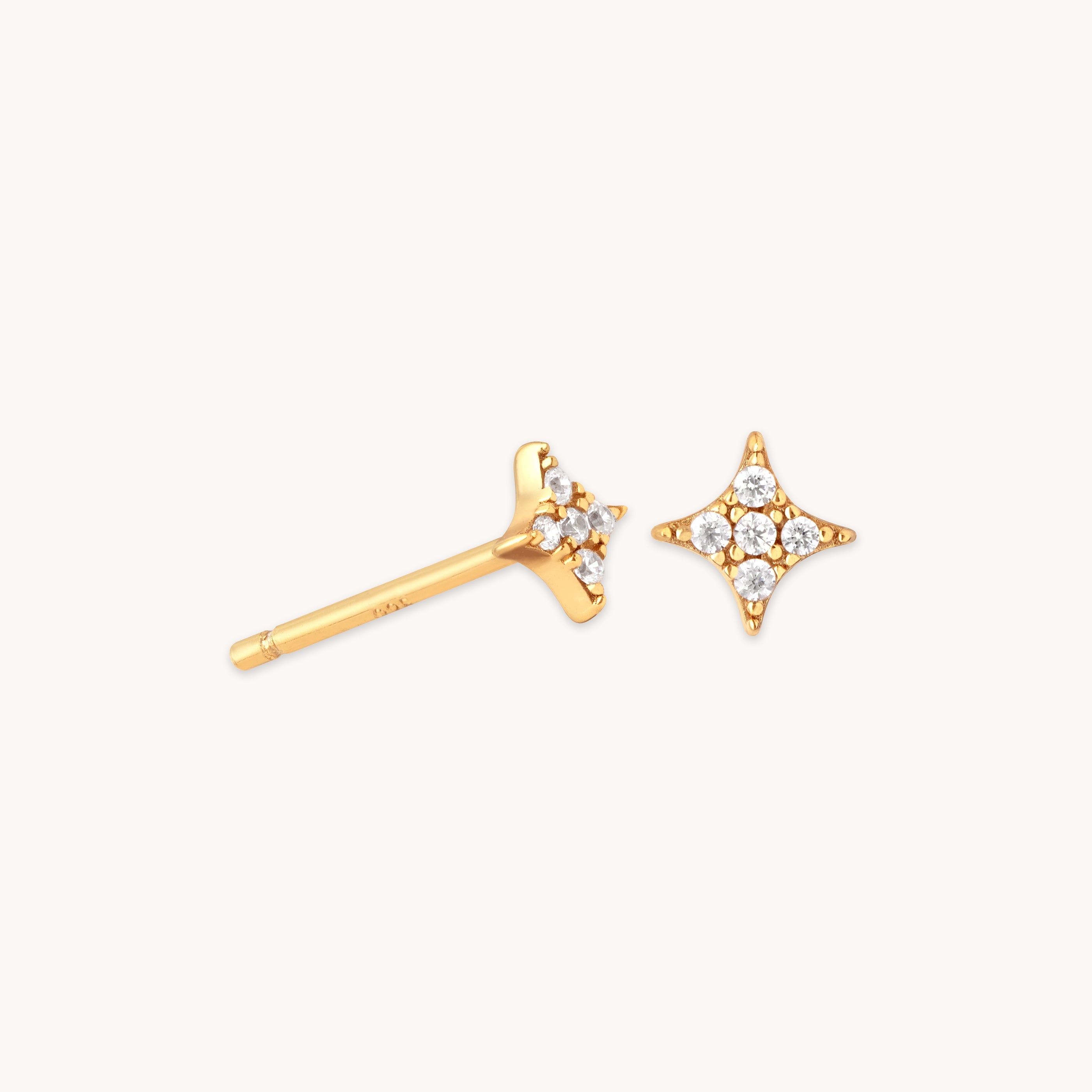 Cosmic Star Crystal Stud Earrings in Gold