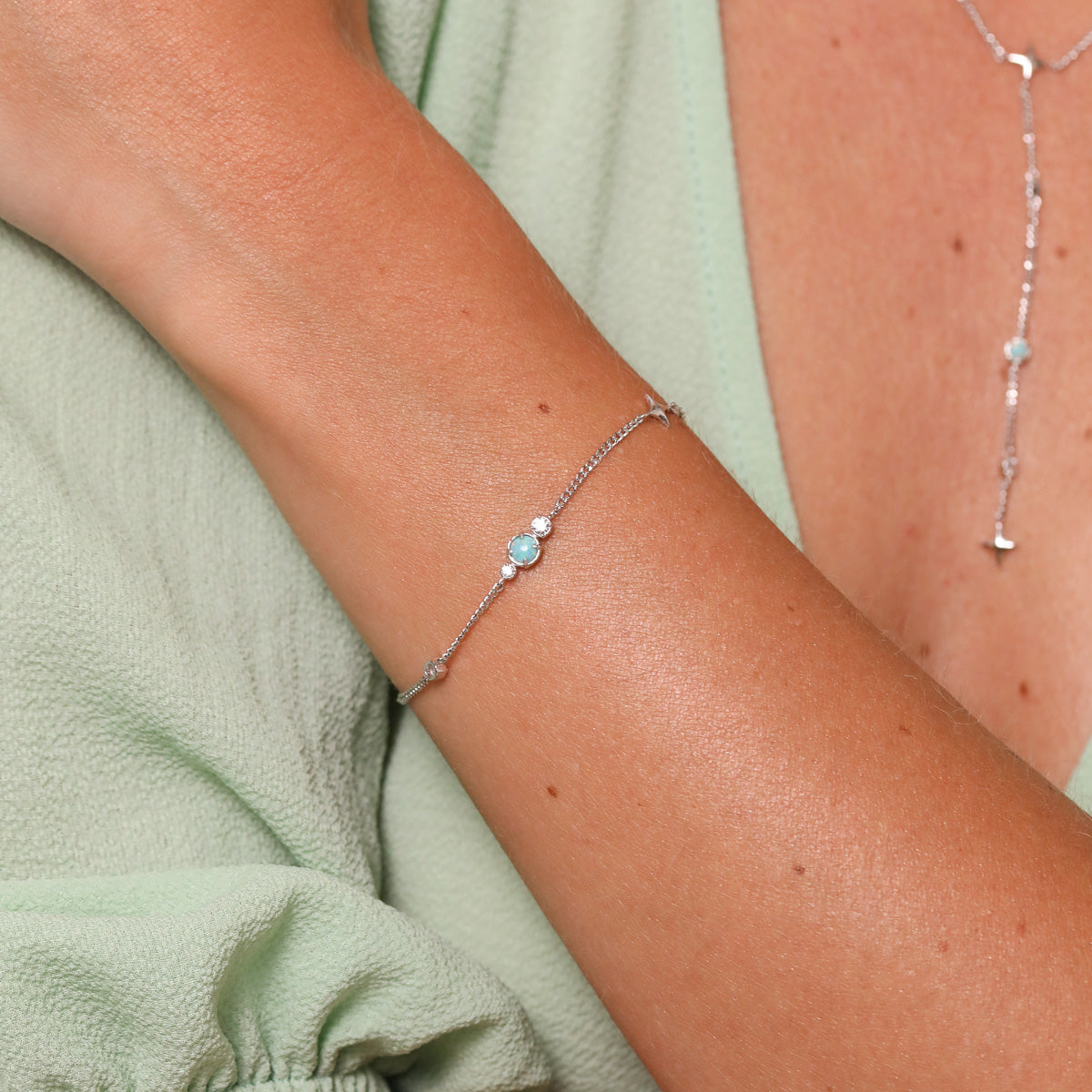 Cosmic Star Opal Bracelet in Silver worn