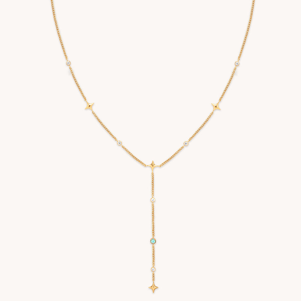 Cosmic Star Opal Lariat Necklace in Gold