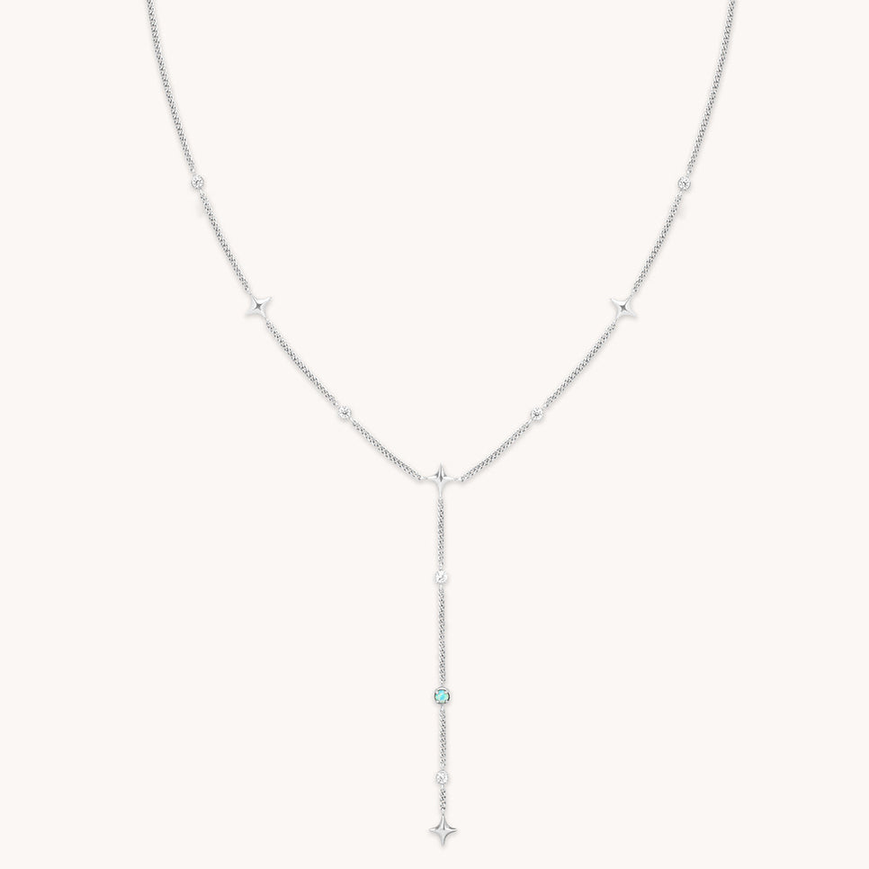 Cosmic Star Opal Lariat Necklace in Silver