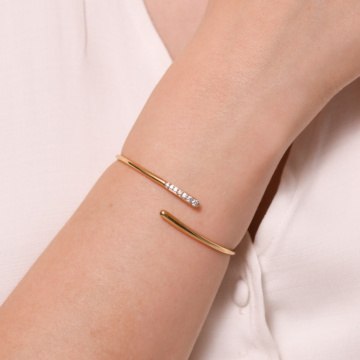 Orbit Crystal Cuff in Gold worn