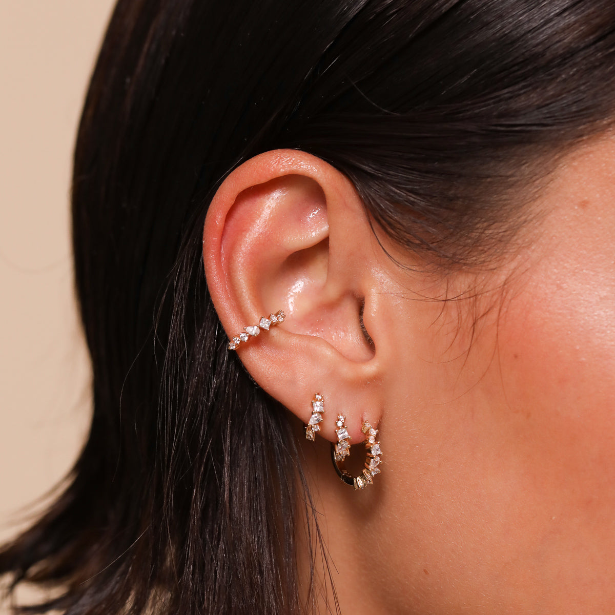 Celestial Crystal Gold Ear Cuff Astrid Miyu Earrings