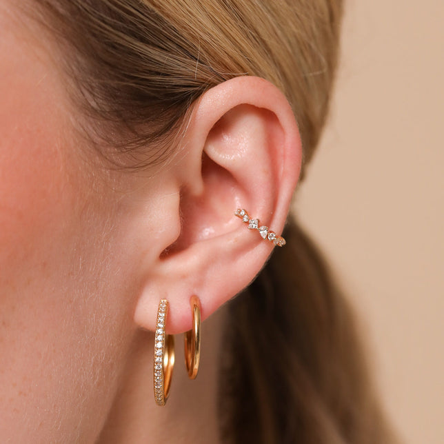 Celestial Crystal Ear Cuff in Gold Worn