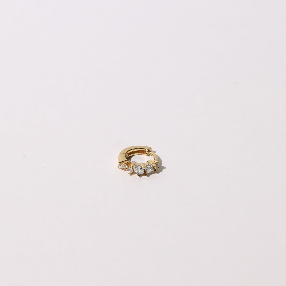 Celestial Crystal Hoop 6.5mm in Gold flat lay shot
