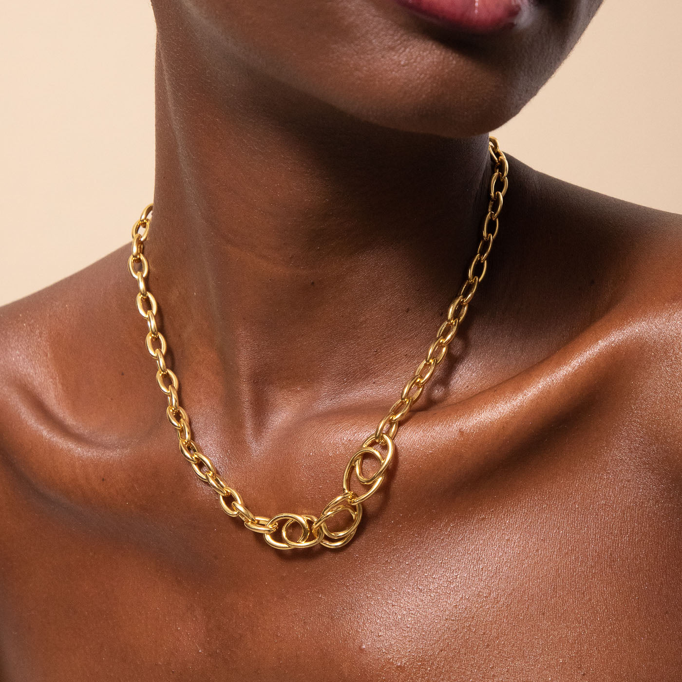 Orbit Chain Necklace in Gold worn