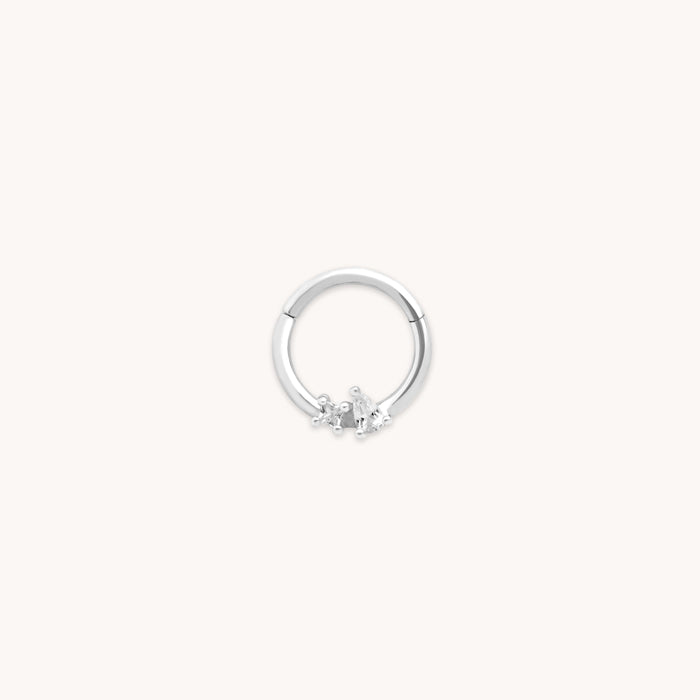 Cluster Topaz Daith Hoop in Solid white Gold