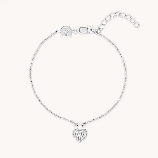 Heart Pave Bracelet in Silver