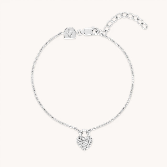 Heart Pave Bracelet in Silver