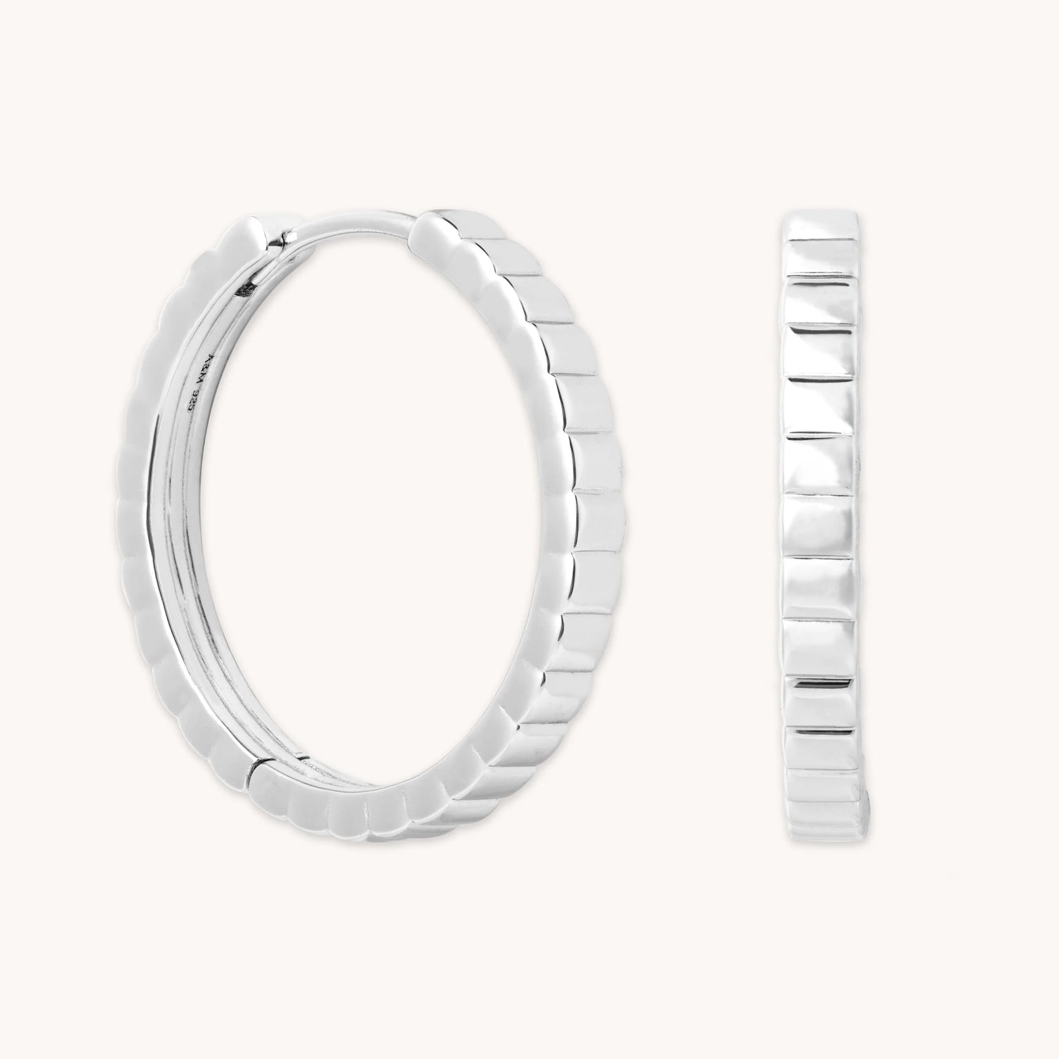 Pleated Hoops in Silver