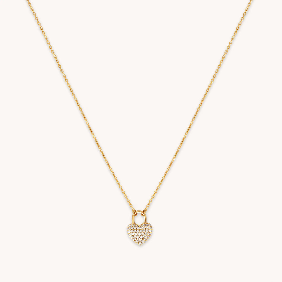 Heart Pave Pendant Necklace in Gold