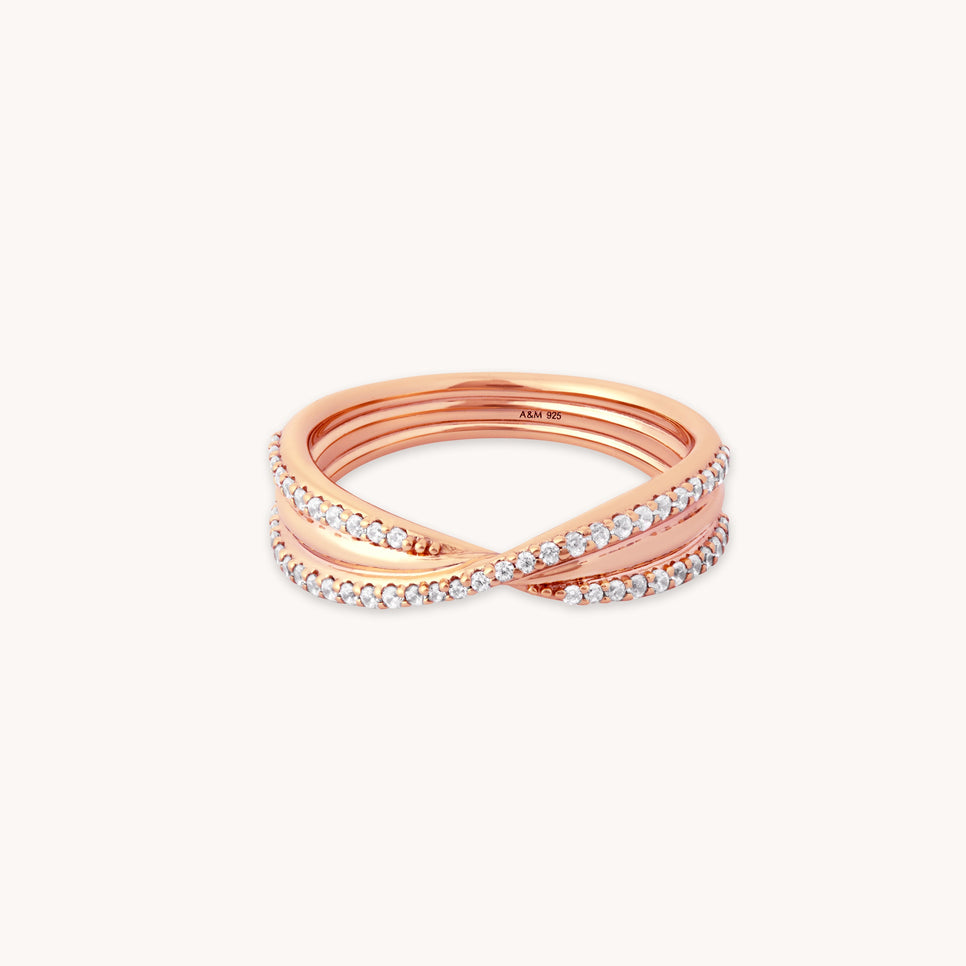 Twist Pavé Ring in Rose Gold