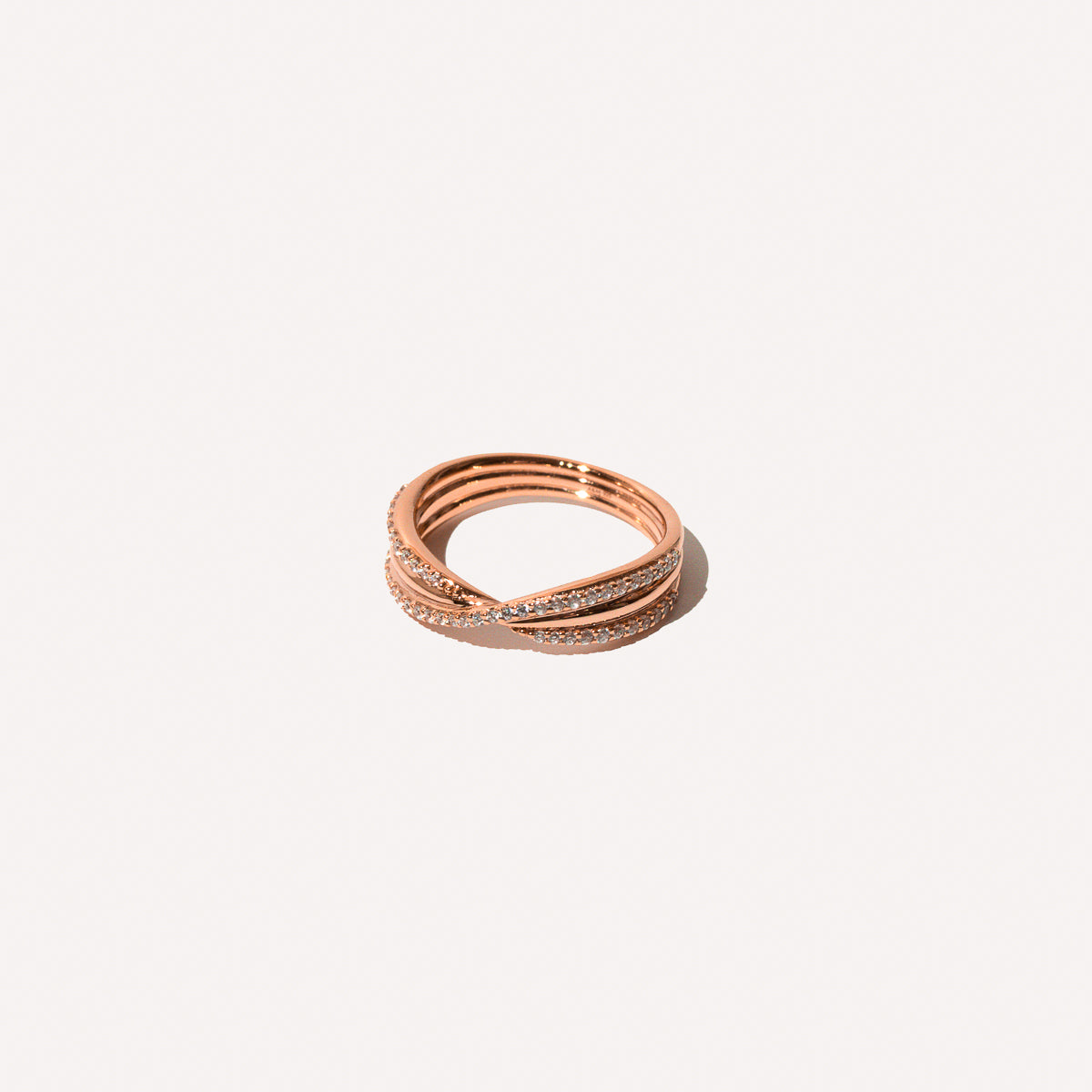 Twist Pavé Ring in Rose Gold