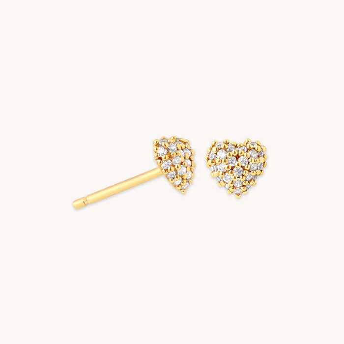 Heart Pave Gold Stud Earrings Astrid Miyu Earrings