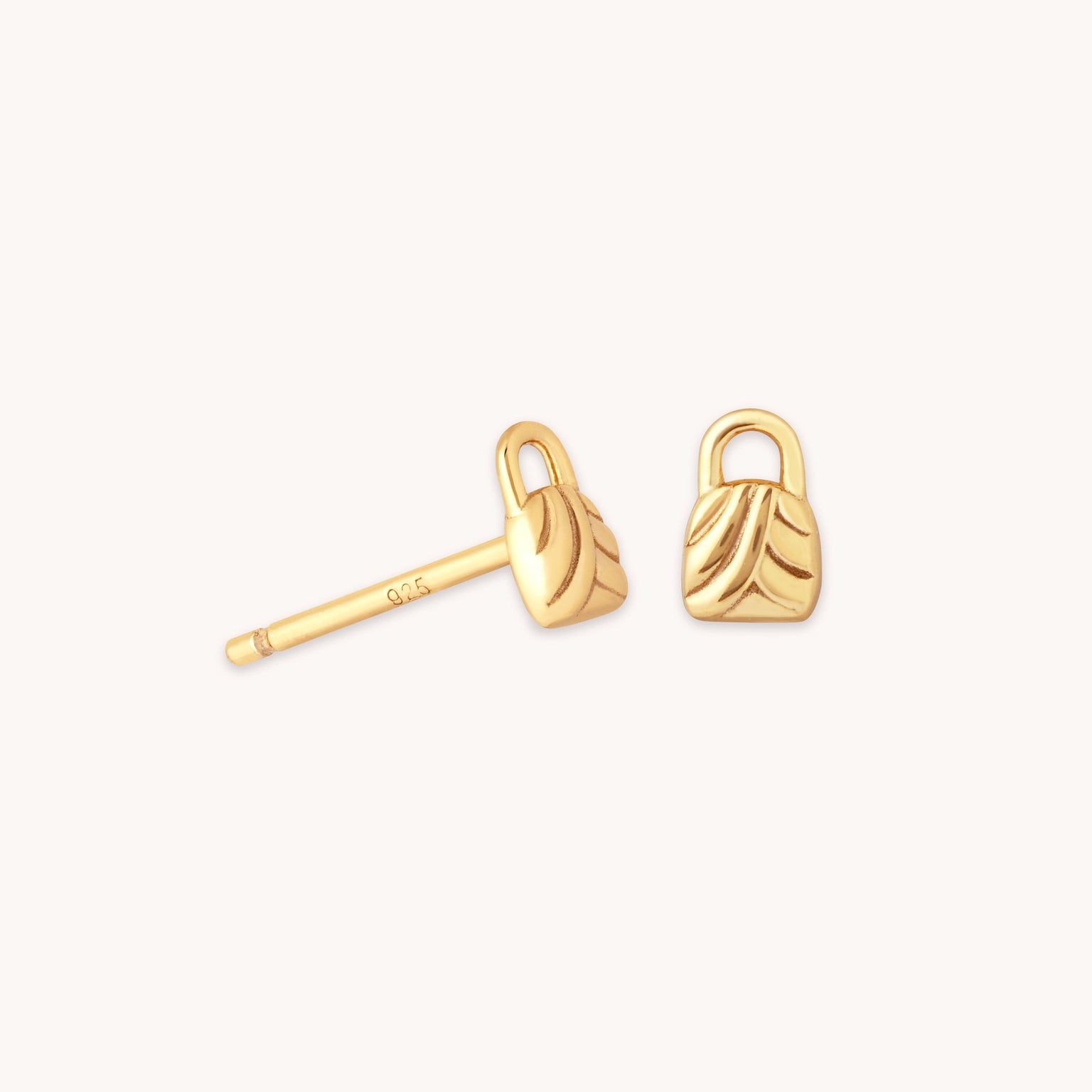 Padlock Stud Earrings in Gold