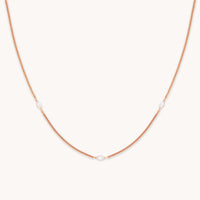 Station Navette Crystal Necklace in Rose Gold