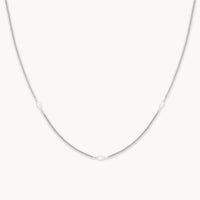 Station Navette Crystal Necklace in Silver