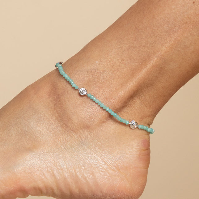 Amazonite Shell Anklet in Silver