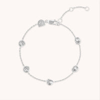Shell Crystal Charm Bracelet in Silver